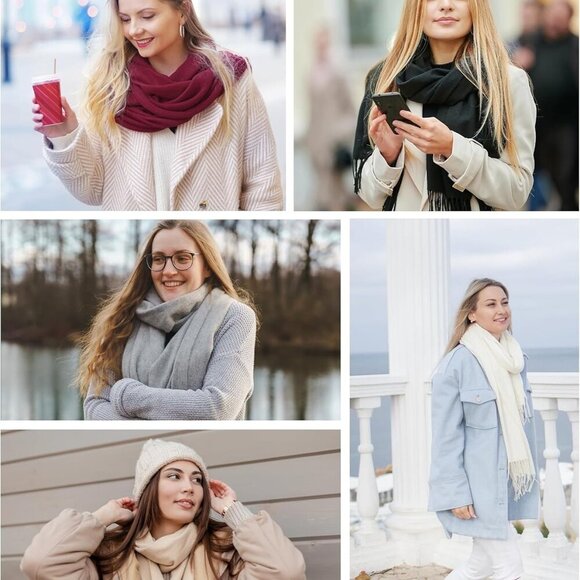 Women’s Cashmere-Like Acrylic Scarf Large Warm Wrap Shawl for Winter - Picture 6 of 7